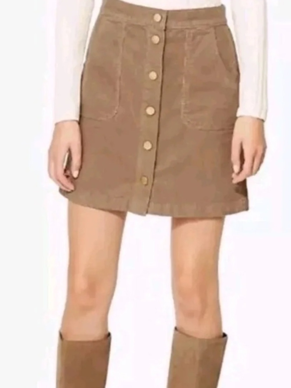 Tory Burch Button-Front Corduroy Mini Skirt Lucitano Sz 10